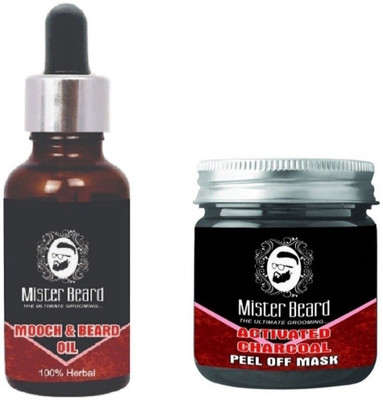 

MISTER BEARD Mooch & Beard Oil 35ml WITH Charcoal Peel of Mask 100gm(Set of 2)