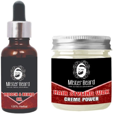 

MISTER BEARD Mooch & Beard Oil 35ml WITH Hair Styling Wax 100gm(Set of 2)