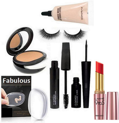 

fabulous Silicone Puff, Select Cover up Concealer, Haute and Naughty Mascara, Liquid Last Eyeliner With Eyelashes, Compact, 9to5 Primer Matte Lipstick(Set of 7)