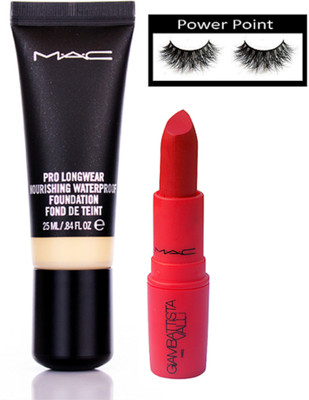 

POWER POINT eyelashes, mac pro longwear foundation , giambattista lipstick ( set of 3 )(Set of 3)