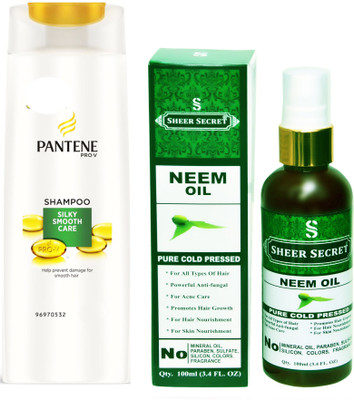 

SHEER SECRET NEEM OIL 100ML (PURE COLD PRESSED) and PANTENE SILKY SMOOTH CARE SHAMPOO 340 ML(Set of 2)