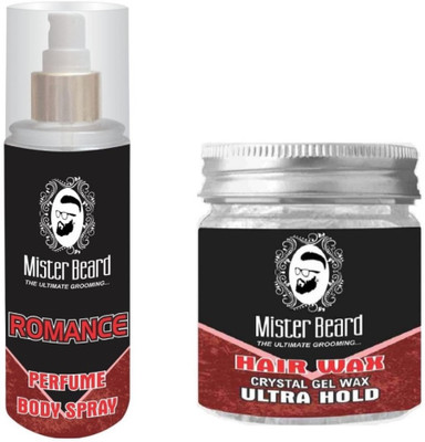 

MISTER BEARD Romance Perfume Body Spray 200ml WITH Hair Wax Ultra Hold 100g(Set of 2)
