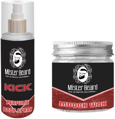 

MISTER BEARD Kick Perfume Body Spray 200ml WITH Mooch Wax 100gm(Set of 2)
