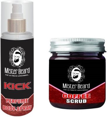 

MISTER BEARD Kick Perfume Body Spray 200ml WITH Coffee Scrub 100gm(Set of 2)