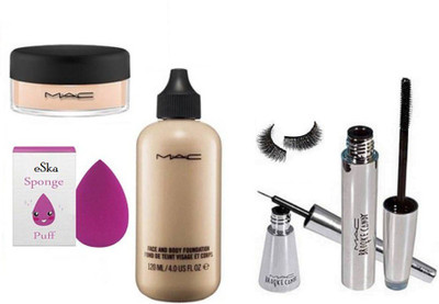 

eska Sponge Puff, Face & Body Foundation,Loose Powder Compact,Brooke Candy Liner & Mascara with Eyelashes(Set of 5)