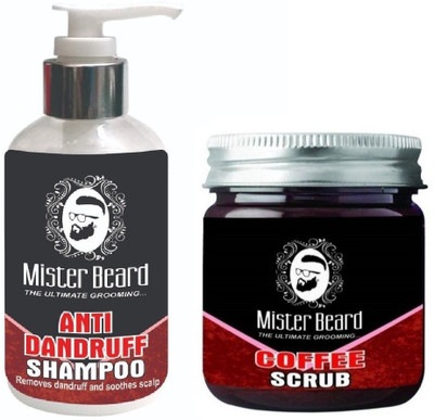 

MISTER BEARD Anti Dandruff Shampoo 200ml WITH Coffee Scrub 100gm(Set of 2)