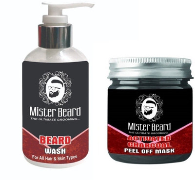 

MISTER BEARD Beard Wash 200ml WITH Charcoal Peel of Mask 100gm(Set of 2)