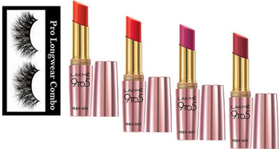 

pro longwear combo Eyelashes, 9to5 Primer Matte Lipstick (Pack of 4)(Set of 5)