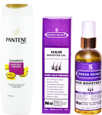 

SHEER SECRET HAIR BOOSTER OIL 100ML (PURE COLD PRESSED) and PANTENE HAIR FALL CONTROL SHAMPOO 340 ML(Set of 2)
