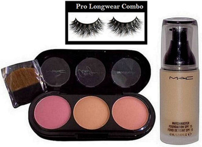 

pro longwear combo Eyelashes, 3 Shades Blusher, Matchmaster Foundation(Set of 3)