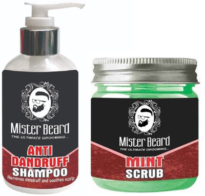 

MISTER BEARD Anti Dandruff Shampoo 200ml WITH Mint Scrub 100gm(Set of 2)
