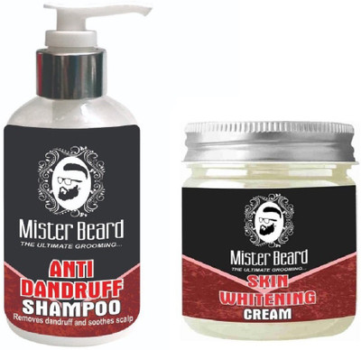 

MISTER BEARD Anti Dandruff Shampoo 200ml WITH Skin Whitening Cream 100gm(Set of 2)