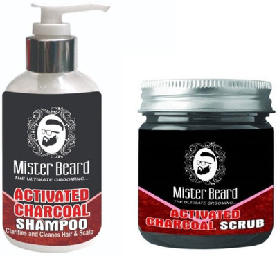 

MISTER BEARD Charcoal Shampoo 200ml WITH Charcoal Scrub 100gm(Set of 2)