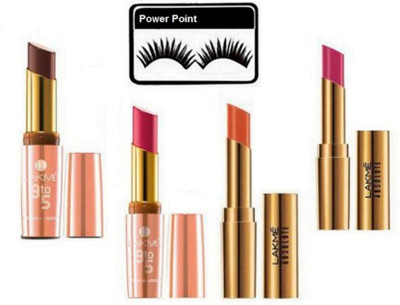 

power point Eyelashes With 9to5 And Absolute Matte Finish Long Lasting Lipstick(Set of 5)