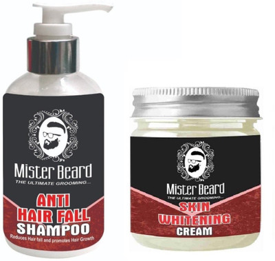 

MISTER BEARD Anti Hair Fall Shampoo 200ml WITH Skin Whitening Cream 100gm(Set of 2)