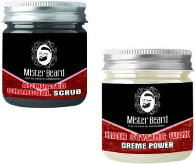 

MISTER BEARD Charcoal Scrub 100gm WITH Hair Styling Wax 100gm(Set of 2)