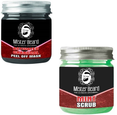

MISTER BEARD Charcoal Peel of Mask 100gm WITH Mint Scrub 100gm(Set of 2)