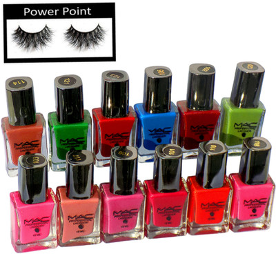 

power point eyelashes, mac nail polish pack of 12(Set of 13)