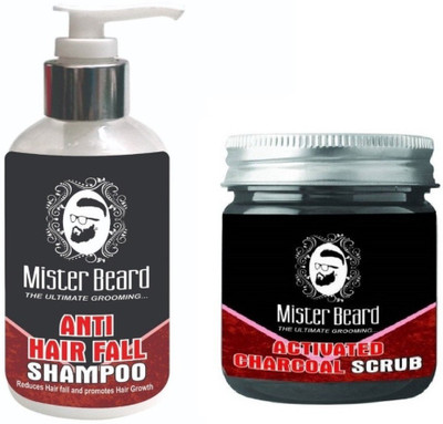 

MISTER BEARD Anti Hair Fall Shampoo 200ml WITH Charcoal Scrub 100gm(Set of 2)