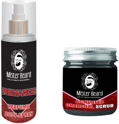 

MISTER BEARD Romance Perfume Body Spray 200ml WITH Charcoal Scrub 100gm(Set of 2)