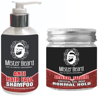 

MISTER BEARD Anti Hair Fall Shampoo 200ml WITH Normal Hold Hair Wax 100gm(Set of 2)