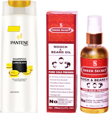 

SHEER SECRET MOOCH AND BEARD OIL 100ML (PURE COLD PRESSED) and PANTENE LONG BLACK SHAMPOO 340 ML(Set of 2)