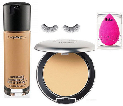 

eska Sponge puff, eyelashes, MAC MATCHMASTER foundation & compact(Set of 4)