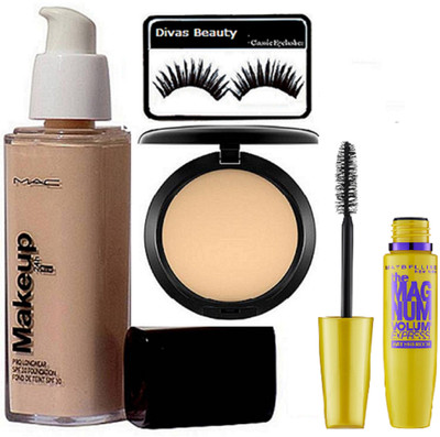 

Divas Beauty Eyelashes, Makeup Foundation, Studio Fix Compact, The Mag Num Mascara(Set of 4)