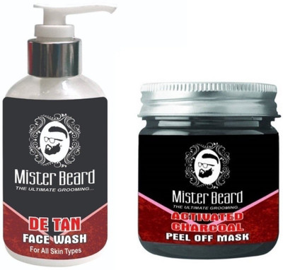 

MISTER BEARD De Tan Face Wash 200ml WITH Charcoal Peel of Mask 100gm(Set of 2)
