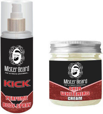 MISTER BEARD Kick Perfume Body Spray 200ml WITH Skin Whitening Cream 100gm(Set of 2)