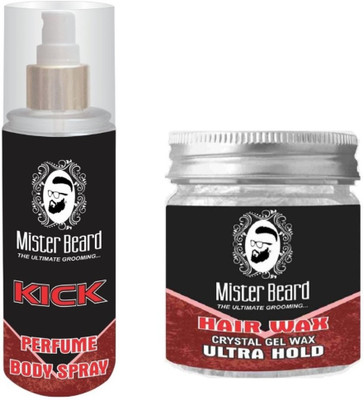 

MISTER BEARD Kick Perfume Body Spray 200ml WITH Hair Wax Ultra Hold 100g(Set of 2)