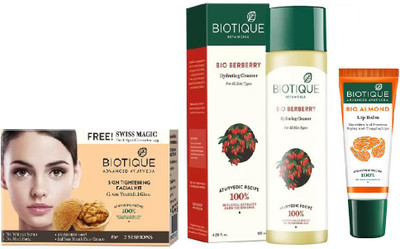 

BIOTIQUE BIO Skin Tightening Facial Kit, Bio Berberry Hydrating Cleanser, LIP CARE(Set of 3)