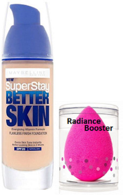 

radiance booster Sponge Puff & Maybelline Super Stay Better Skin Foundation(Set of 2)