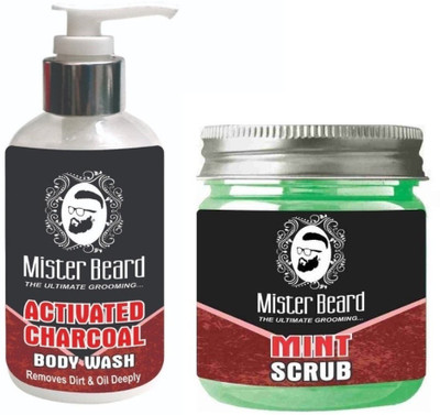 

MISTER BEARD Charcoal Body Wash 200ml WITH Mint Scrub 100gm(Set of 2)