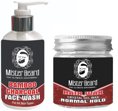 

MISTER BEARD Bamboo Charcoal Face Wash 200ml WITH Normal Hold Hair Wax 100gm(Set of 2)