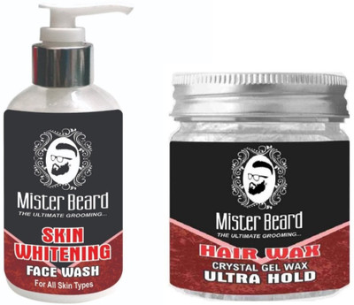 

MISTER BEARD Skin Whitening Face Wash 200ml WITH Hair Wax Ultra Hold 100g(Set of 2)