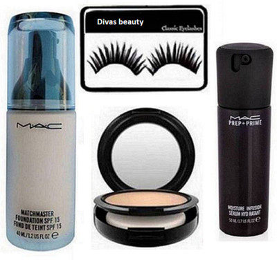 

Divas Beauty Eyelashes & Matchmaster Foundation & Mac Compact & Mac Serum.(Set of 4)
