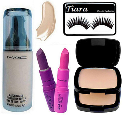 

tiara Eyelashes,Mac Studio Fix Compact,Match Master Foundation,Giambattista Valii Lipstick Pack Of 2(Set of 5)