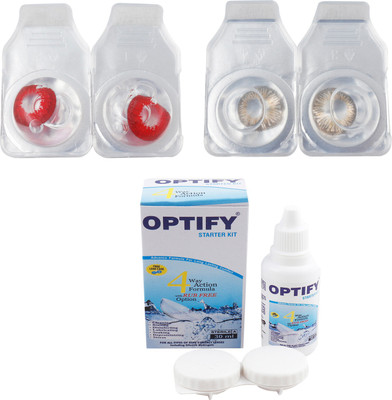 

Optify Combo Pack Monthly Color Contact Lens (Zero Power, Red-Honey , Pack of 2) Monthly Contact Lens(1, Red-Honey, Pack of 2)