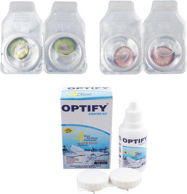 

Optify Combo Pack Monthly Color Contact Lens (Zero Power, Dark Green-Pink, Pack of 2) Monthly Contact Lens(1, Dark Green-Pink, Pack of 2)