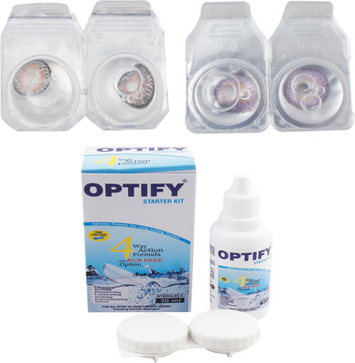 Optify Combo Pack Monthly Color Contact Lens (Zero Power, Grey-Voilet, Pack of 2) Monthly Contact Lens(1, Grey-Voilet, Pack of 2)