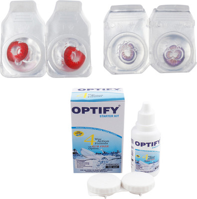 

Optify Combo Pack Monthly Color Contact Lens (Zero Power, Red-Voilet , Pack of 2) Monthly Contact Lens(1, Red-Voilet, Pack of 2)