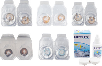 

Optify Combo Pack Monthly Color Contact Lens (Zero Power, Hazel-Honey-Gold-Brown-Skyblue, Pack of 5) Monthly Contact Lens(1, Hazel-Honey-Gold-Brown-Skyblue, Pack of 5)