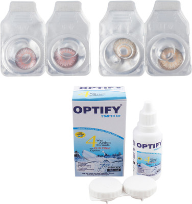 

Optify Combo Pack Monthly Color Contact Lens (Zero Power, Pink-Brown, Pack of 2) Monthly Contact Lens(1, Pink-Brown, Pack of 2)