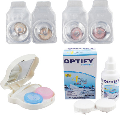 

Optify Combo Pack Monthly Color Contact Lens with Kit (Zero Power, Hazel& Pink, Pack of 2) Monthly Contact Lens(1, Hazel& Pink, Pack of 2)