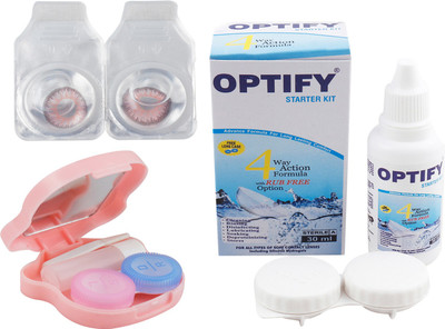 

Optify Monthly Color Contact Lens with Kit (Zero Power, Pink, Pack of 1) Monthly Contact Lens(1, Pink, Pack of 1)