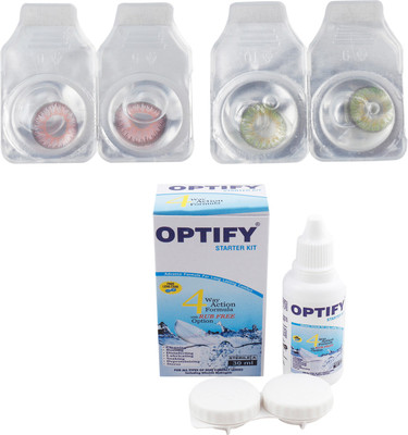 

Optify Combo Pack Monthly Color Contact Lens (Zero Power, Pink-Green , Pack of 2) Monthly Contact Lens(1, Pink-Green, Pack of 2)