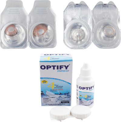 Optify Combo Pack Monthly Color Contact Lens (Zero Power, Hazel-Grey , Pack of 2) Monthly Contact Lens(1, Hazel-Grey, Pack of 2)