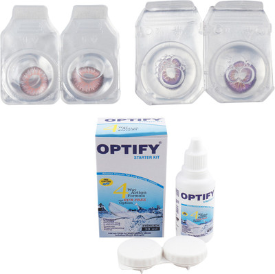 

Optify Combo Pack Monthly Color Contact Lens (Zero Power, Pink-Voilet, Pack of 2) Monthly Contact Lens(1, Pink-Voilet, Pack of 2)