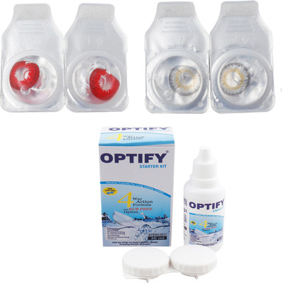 Optify Combo Pack Monthly Color Contact Lens (Zero Power, Red-Dark Grey , Pack of 2) Monthly Contact Lens(1, Red-Dark Grey, Pack of 2)